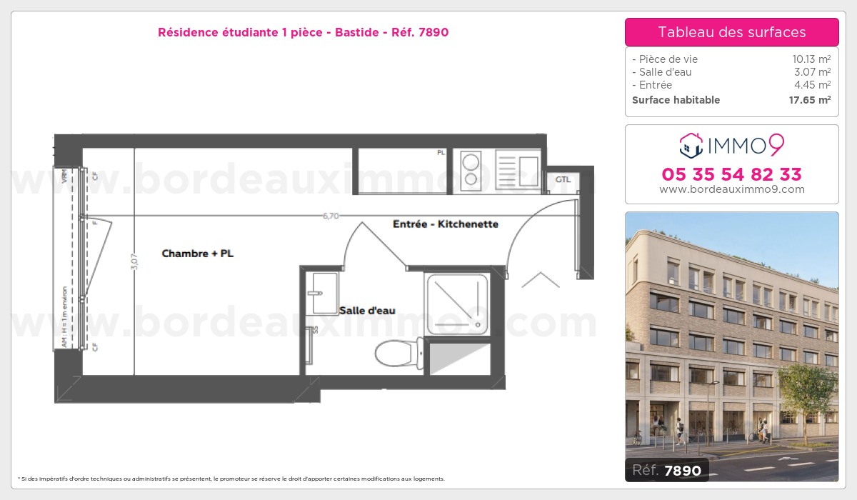 Plan et surfaces, Programme neuf Bordeaux : Bastide Référence n° 7890