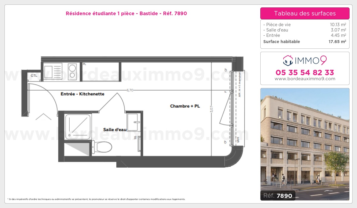 Plan et surfaces, Programme neuf Bordeaux : Bastide Référence n° 7890
