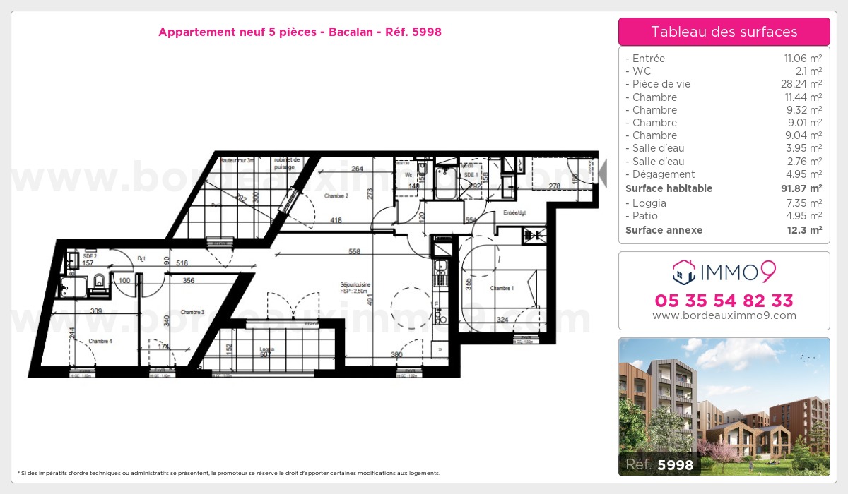 Plan et surfaces, Programme neuf Bordeaux : Bacalan Référence n° 5998