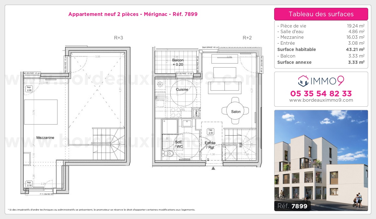 Plan et surfaces, Programme neuf Mérignac Référence n° 7899