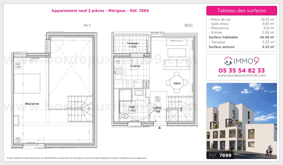 Plan et surfaces, Programme neuf Mérignac Référence n° 7899