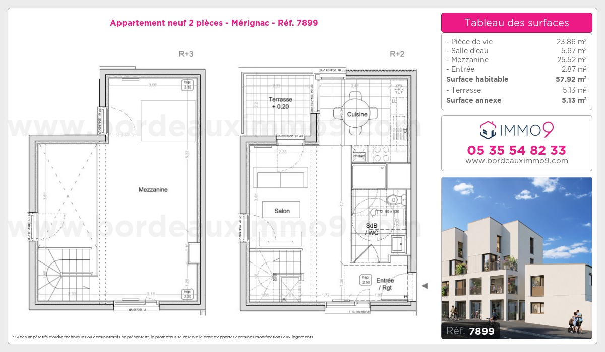 Plan et surfaces, Programme neuf Mérignac Référence n° 7899