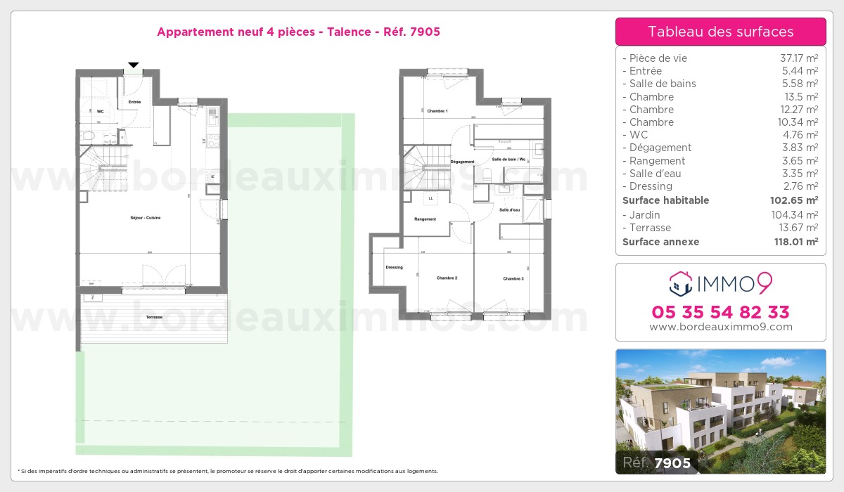Plan et surfaces, Programme neuf Talence Référence n° 7905