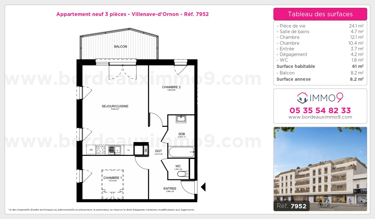 Plan et surfaces, Programme neuf Villenave-d'Ornon Référence n° 7952