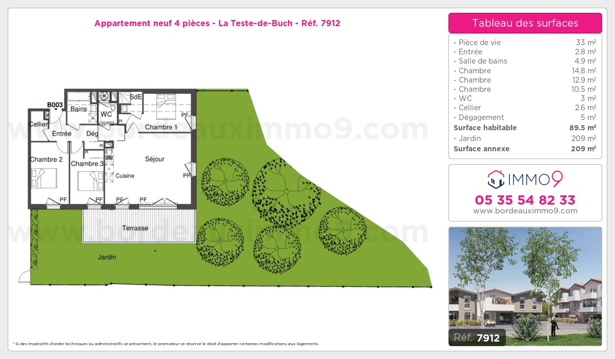 Plan et surfaces, Programme neuf Teste-de-Buch Référence n° 7912