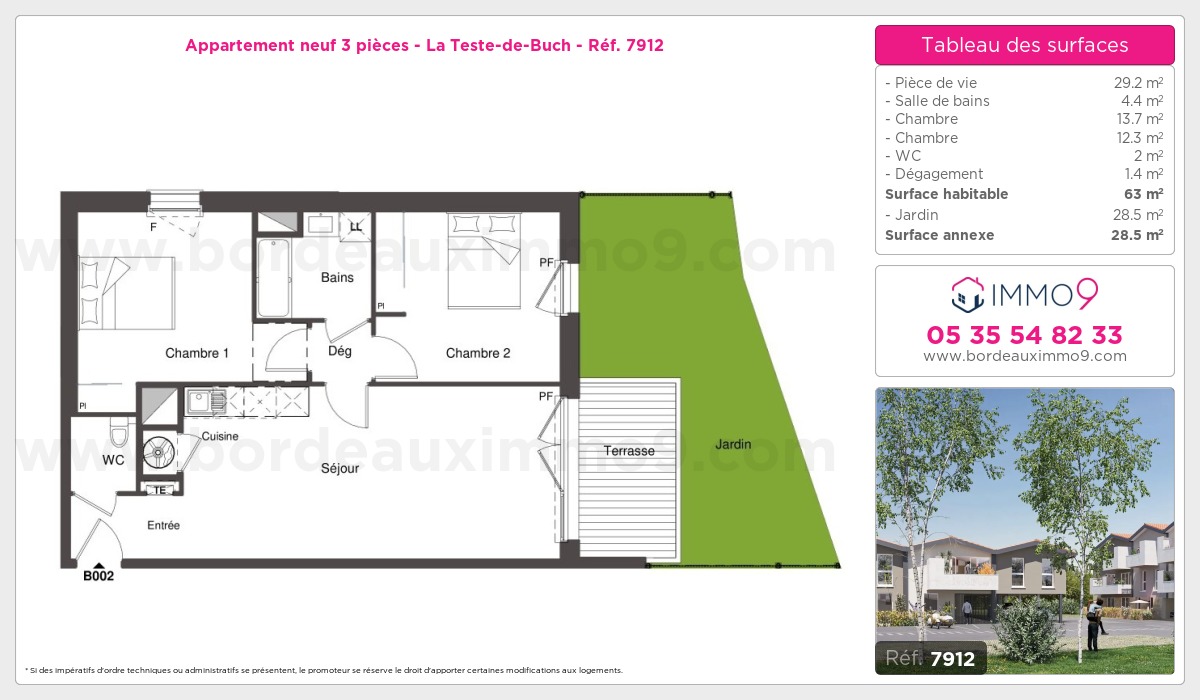 Plan et surfaces, Programme neuf Teste-de-Buch Référence n° 7912