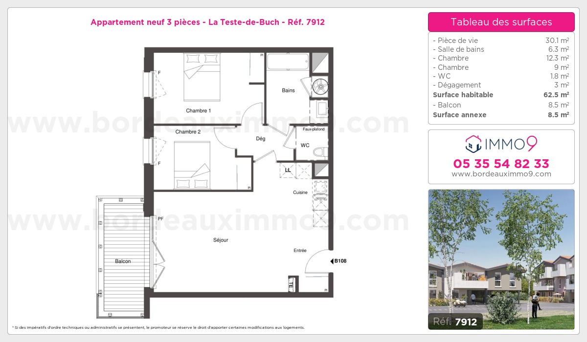 Plan et surfaces, Programme neuf Teste-de-Buch Référence n° 7912