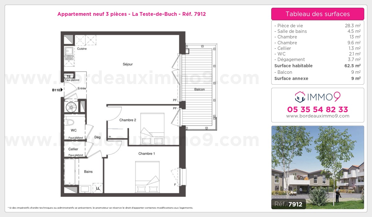 Plan et surfaces, Programme neuf Teste-de-Buch Référence n° 7912