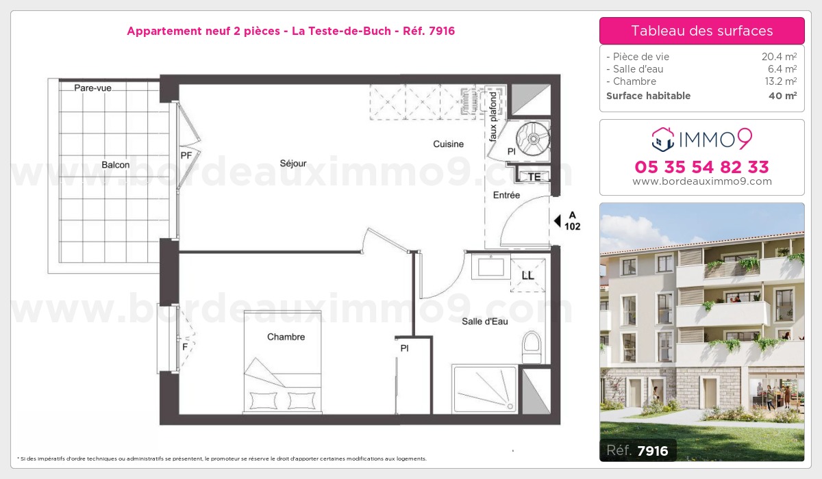 Plan et surfaces, Programme neuf Teste-de-Buch Référence n° 7916