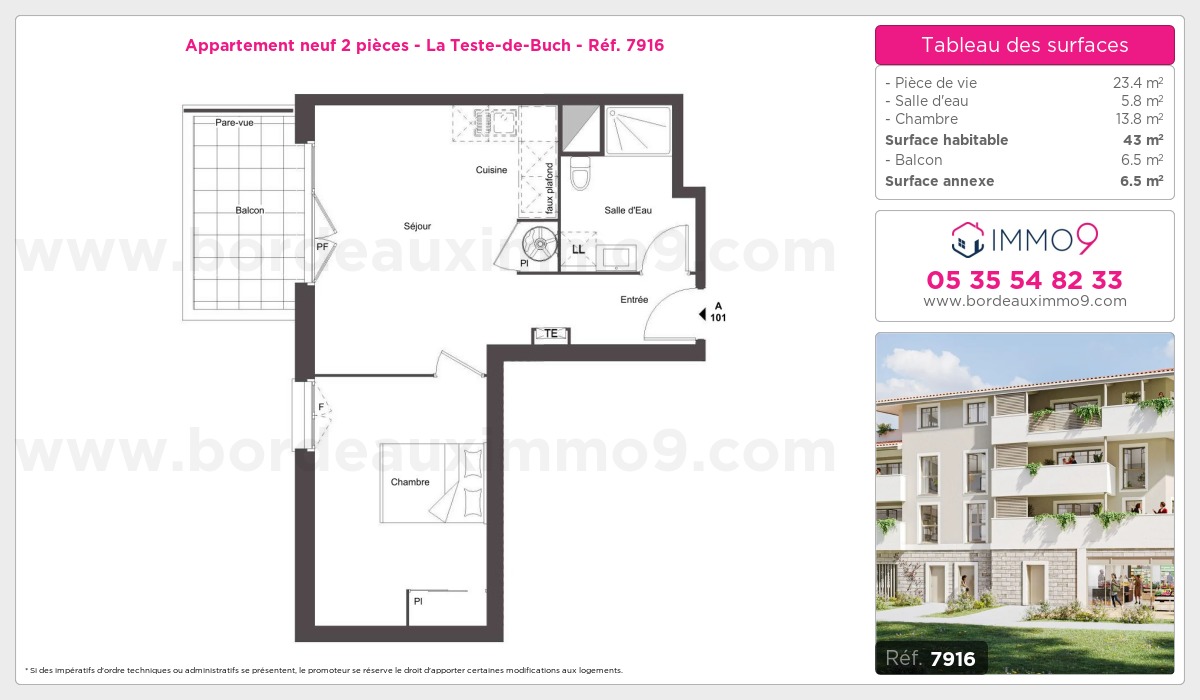 Plan et surfaces, Programme neuf Teste-de-Buch Référence n° 7916