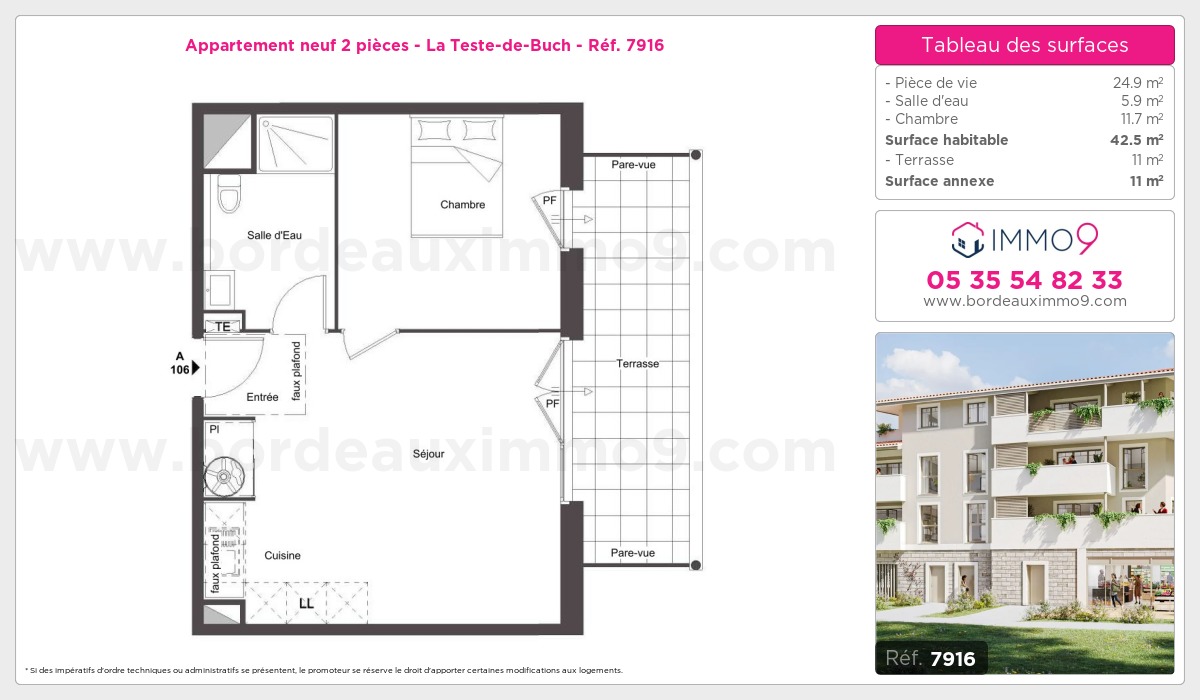 Plan et surfaces, Programme neuf Teste-de-Buch Référence n° 7916