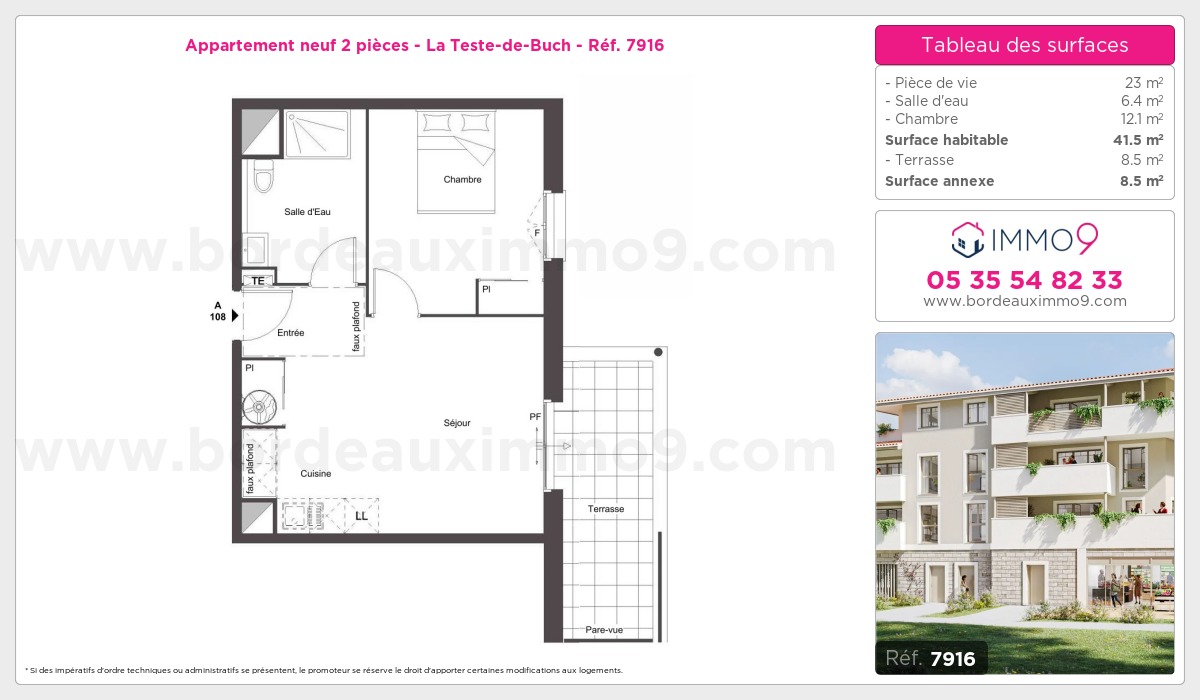Plan et surfaces, Programme neuf Teste-de-Buch Référence n° 7916
