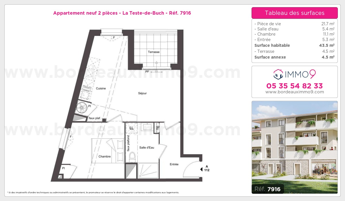 Plan et surfaces, Programme neuf Teste-de-Buch Référence n° 7916