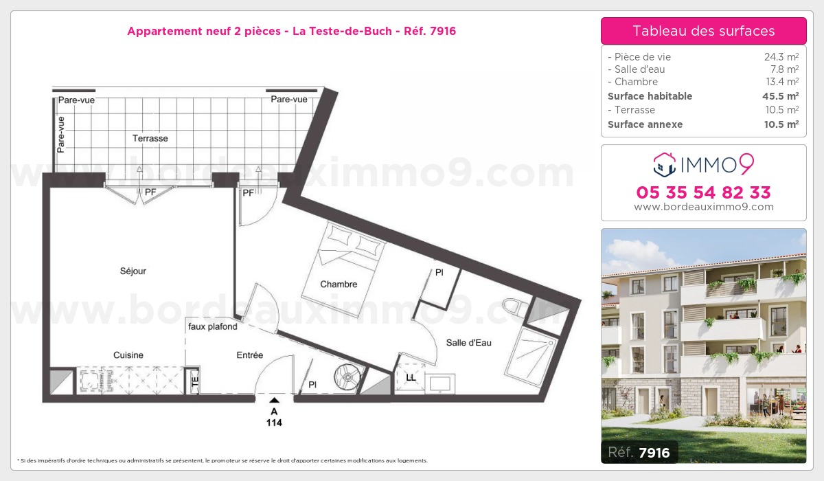 Plan et surfaces, Programme neuf Teste-de-Buch Référence n° 7916