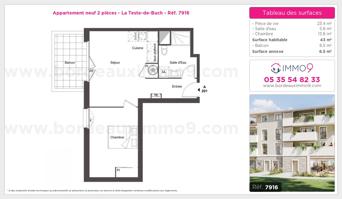 Plan et surfaces, Programme neuf Teste-de-Buch Référence n° 7916