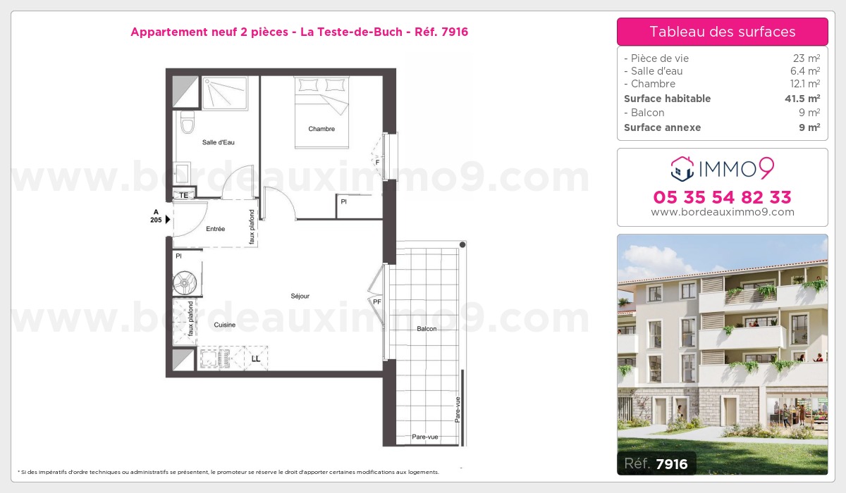 Plan et surfaces, Programme neuf Teste-de-Buch Référence n° 7916