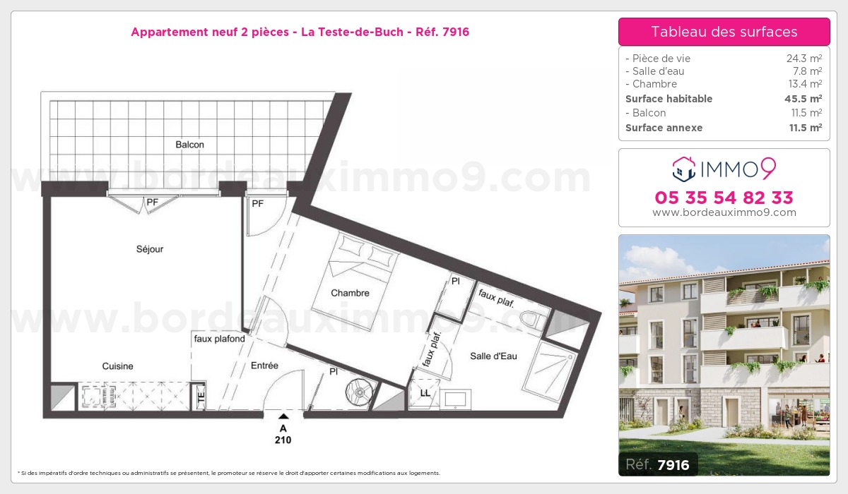 Plan et surfaces, Programme neuf Teste-de-Buch Référence n° 7916