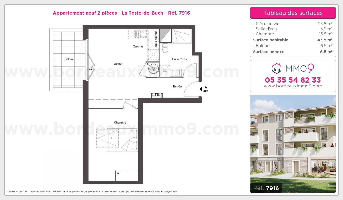 Plan et surfaces, Programme neuf Teste-de-Buch Référence n° 7916