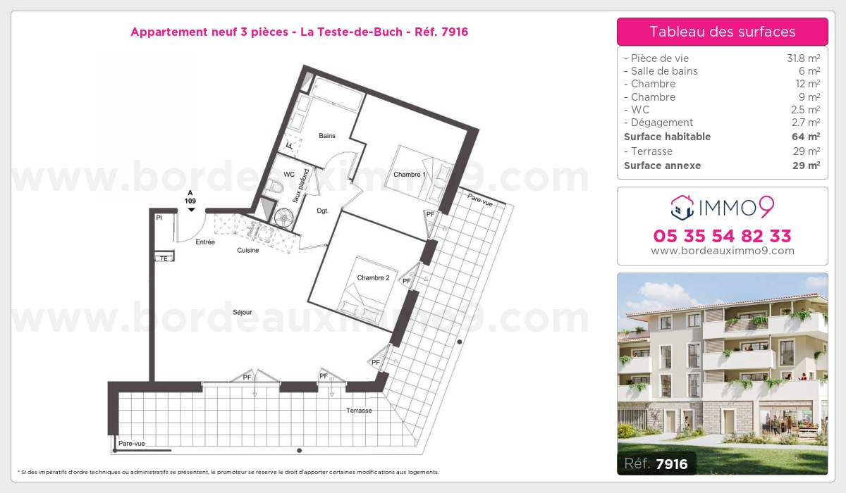 Plan et surfaces, Programme neuf Teste-de-Buch Référence n° 7916