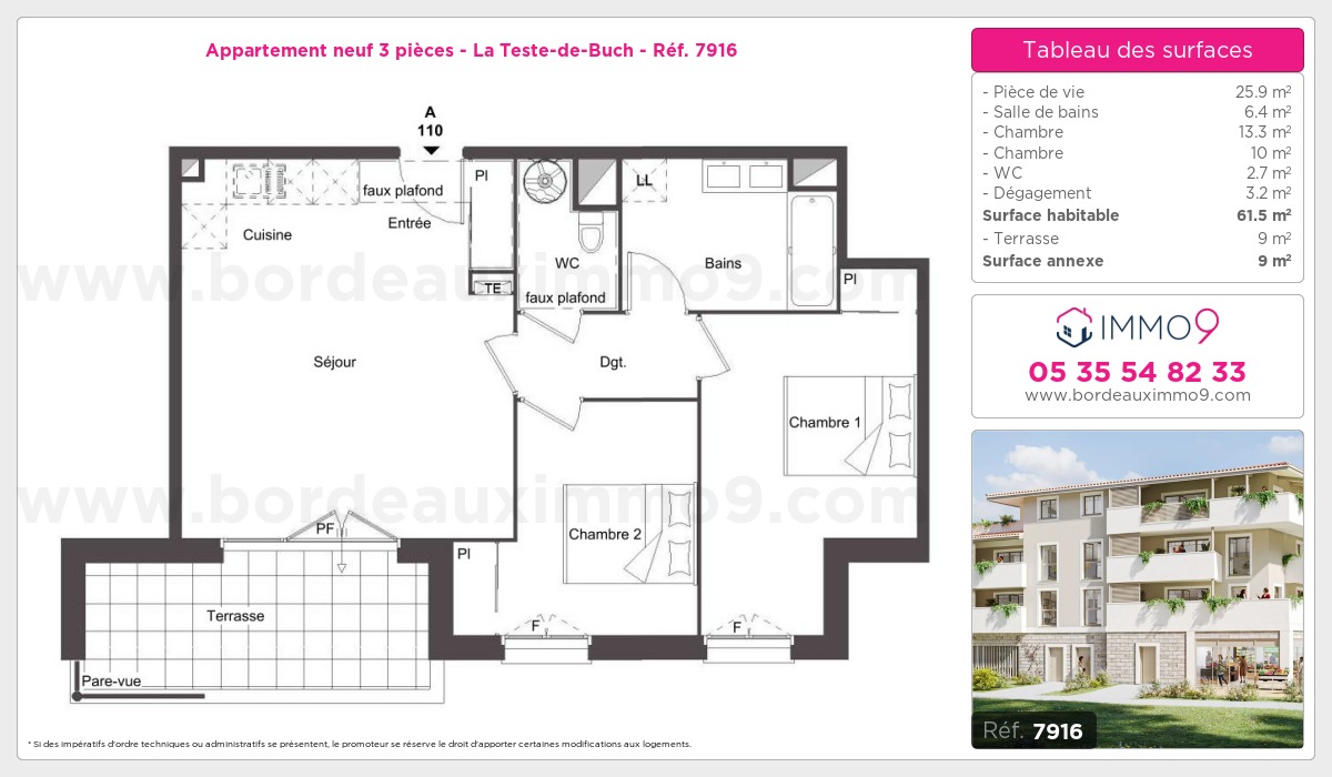 Plan et surfaces, Programme neuf Teste-de-Buch Référence n° 7916