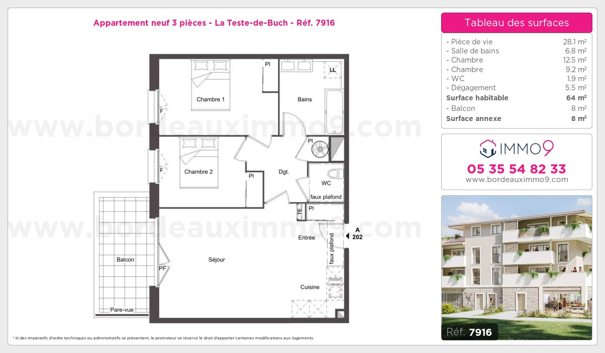 Plan et surfaces, Programme neuf Teste-de-Buch Référence n° 7916