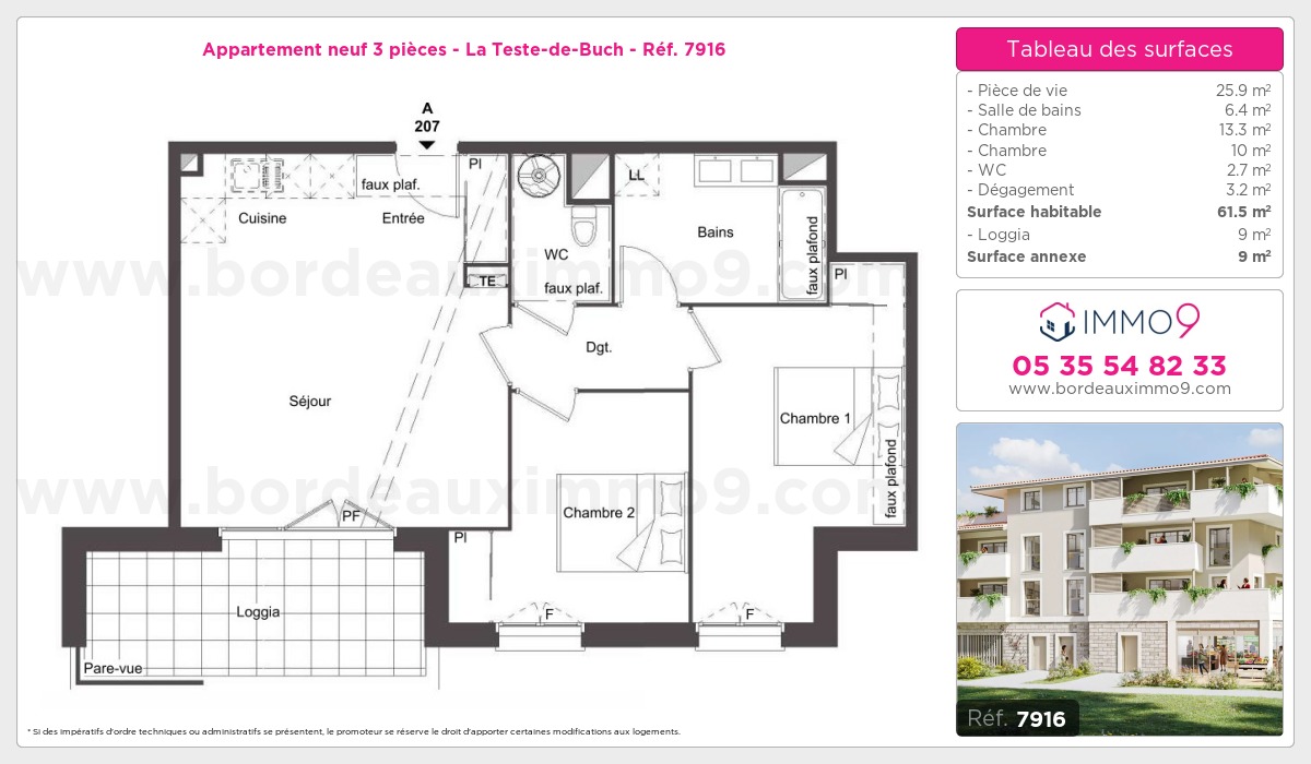 Plan et surfaces, Programme neuf Teste-de-Buch Référence n° 7916