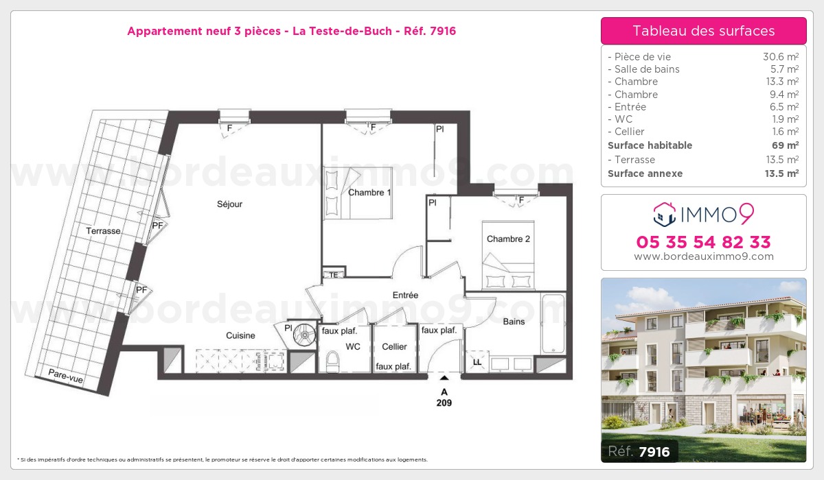Plan et surfaces, Programme neuf Teste-de-Buch Référence n° 7916