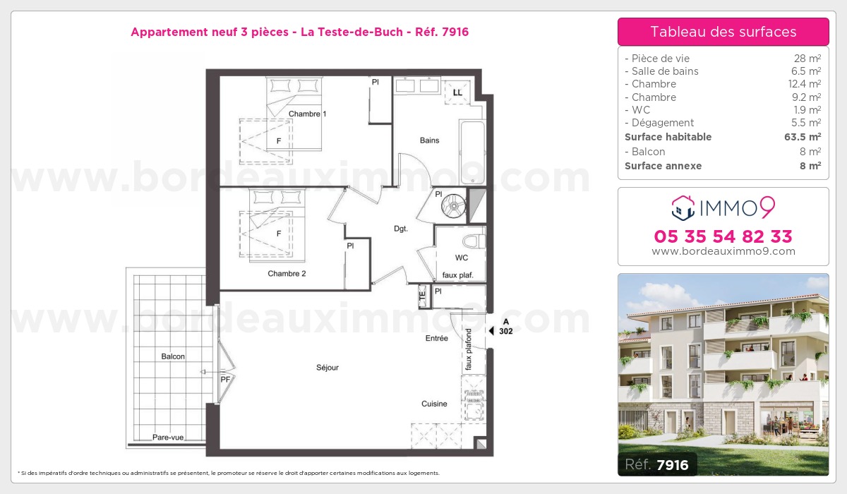 Plan et surfaces, Programme neuf Teste-de-Buch Référence n° 7916