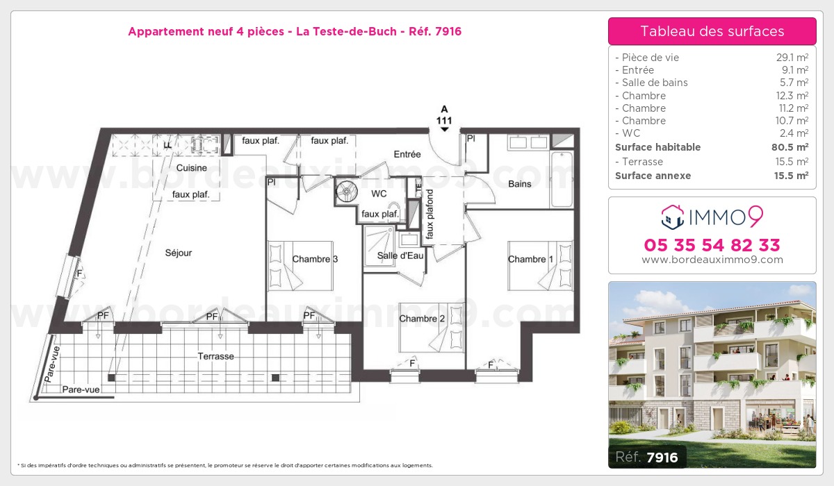 Plan et surfaces, Programme neuf Teste-de-Buch Référence n° 7916