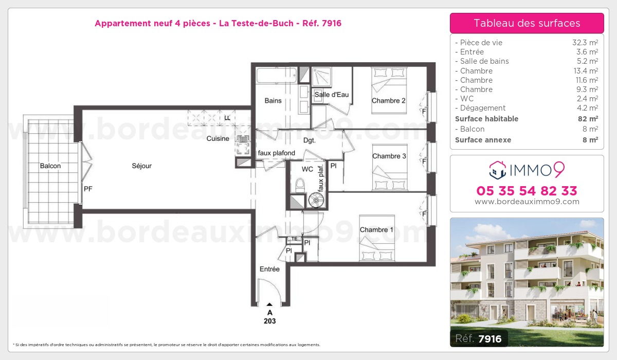 Plan et surfaces, Programme neuf Teste-de-Buch Référence n° 7916