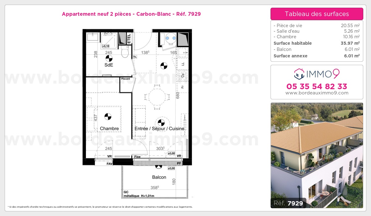 Plan et surfaces, Programme neuf Carbon-Blanc Référence n° 7929