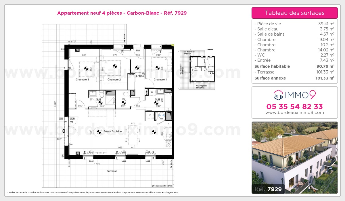 Plan et surfaces, Programme neuf Carbon-Blanc Référence n° 7929