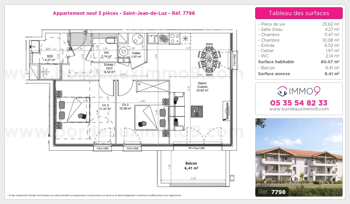 Plan et surfaces, Programme neuf Saint-Jean-de-Luz Référence n° 7798