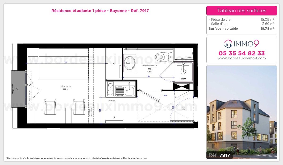 Plan et surfaces, Programme neuf Bayonne Référence n° 7917