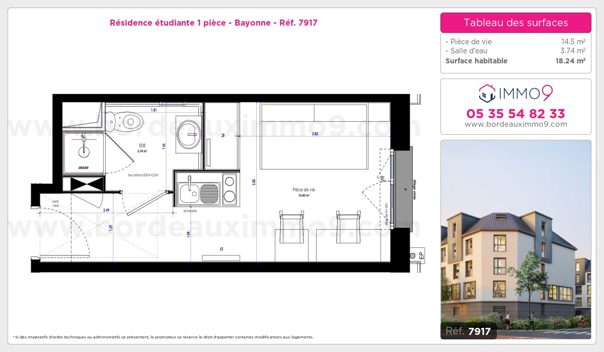Plan et surfaces, Programme neuf Bayonne Référence n° 7917