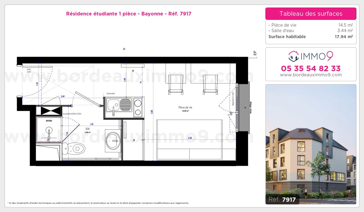Plan et surfaces, Programme neuf Bayonne Référence n° 7917