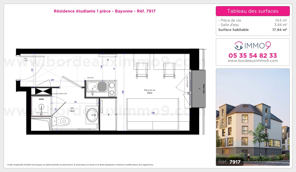 Plan et surfaces, Programme neuf Bayonne Référence n° 7917