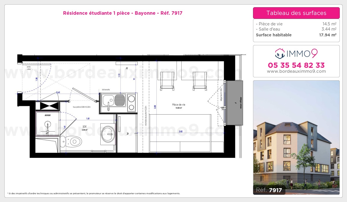 Plan et surfaces, Programme neuf Bayonne Référence n° 7917