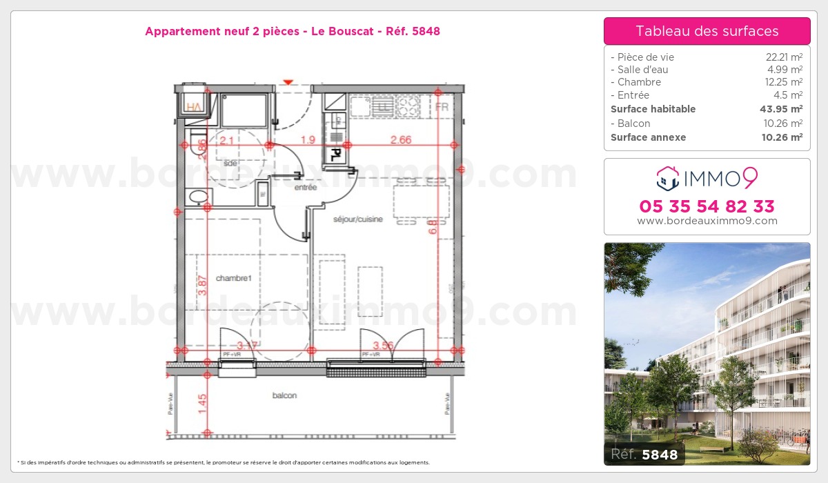 Plan et surfaces, Programme neuf Bouscat Référence n° 5848