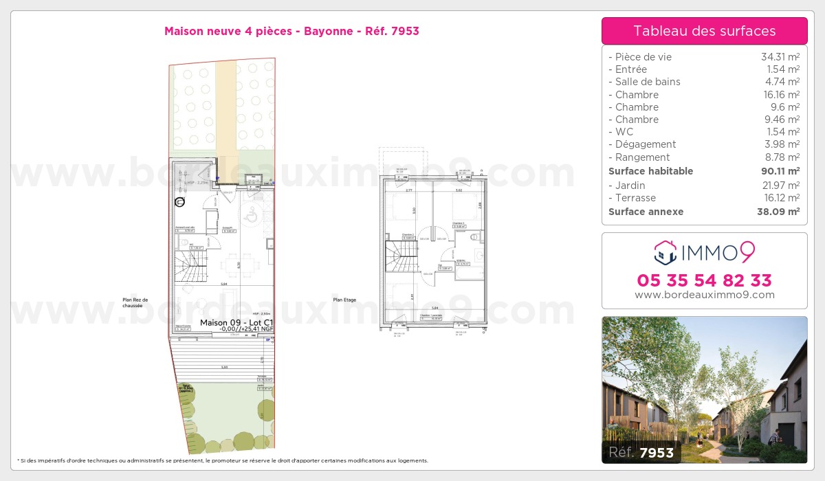 Plan et surfaces, Programme neuf Bayonne Référence n° 7953