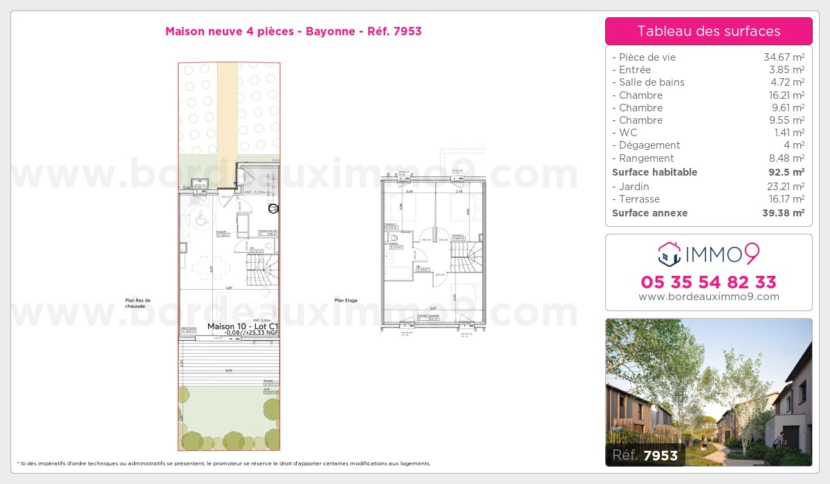 Plan et surfaces, Programme neuf Bayonne Référence n° 7953