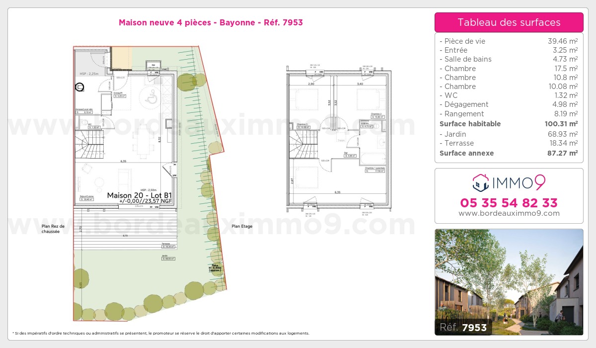 Plan et surfaces, Programme neuf Bayonne Référence n° 7953