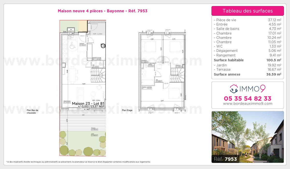 Plan et surfaces, Programme neuf Bayonne Référence n° 7953