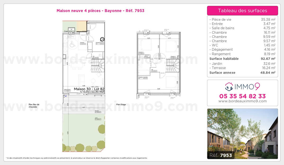 Plan et surfaces, Programme neuf Bayonne Référence n° 7953