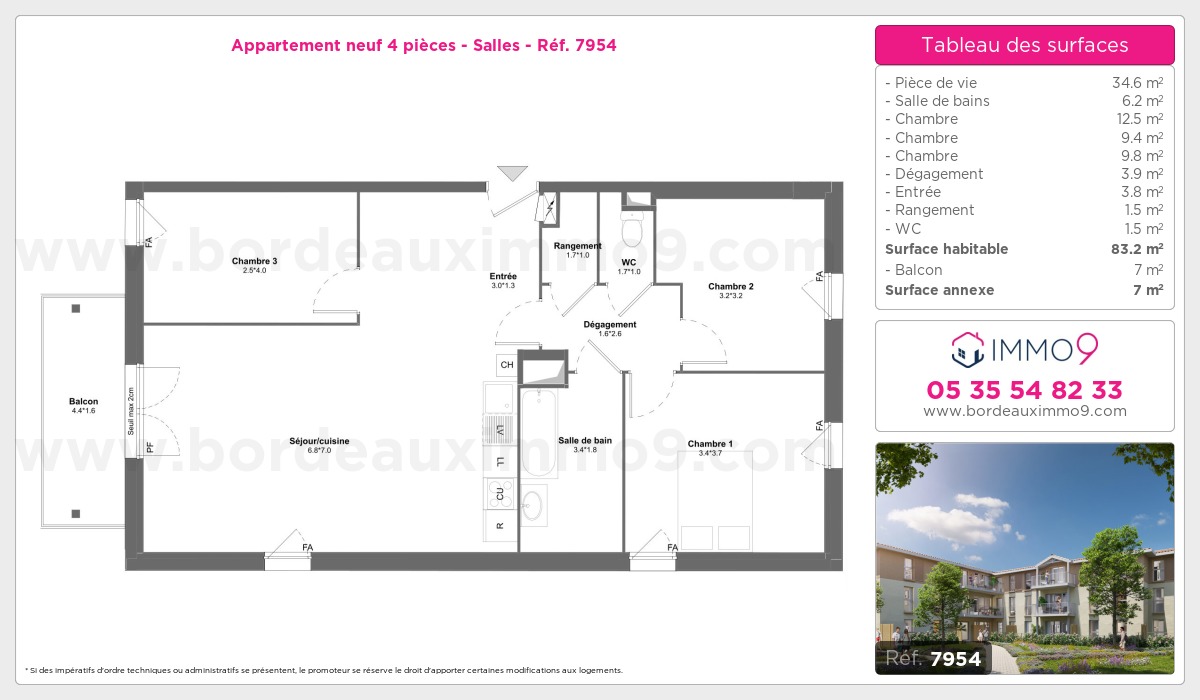 Plan et surfaces, Programme neuf Salles Référence n° 7954