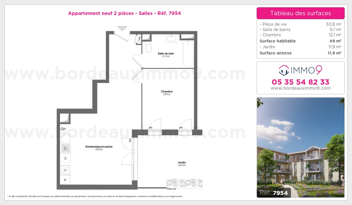 Plan et surfaces, Programme neuf Salles Référence n° 7954