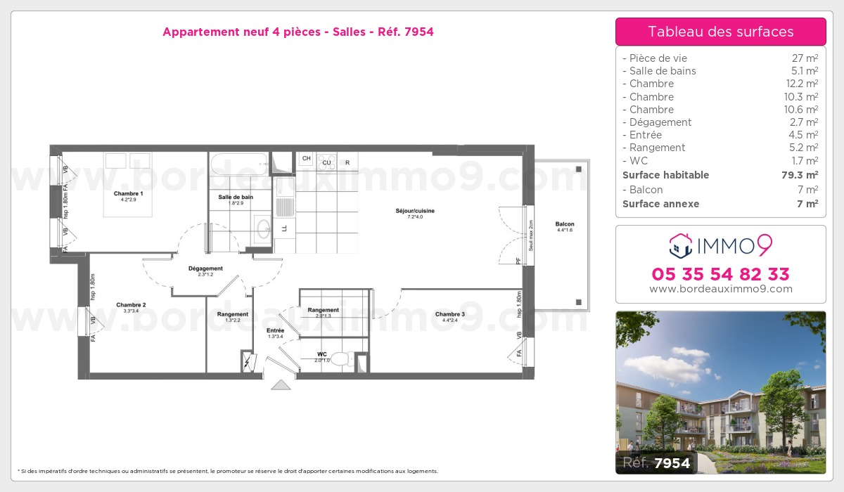 Plan et surfaces, Programme neuf Salles Référence n° 7954
