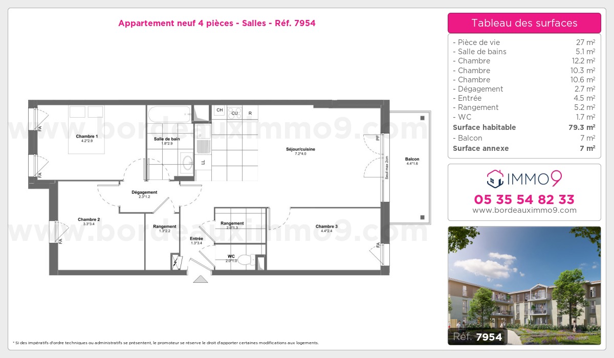 Plan et surfaces, Programme neuf Salles Référence n° 7954