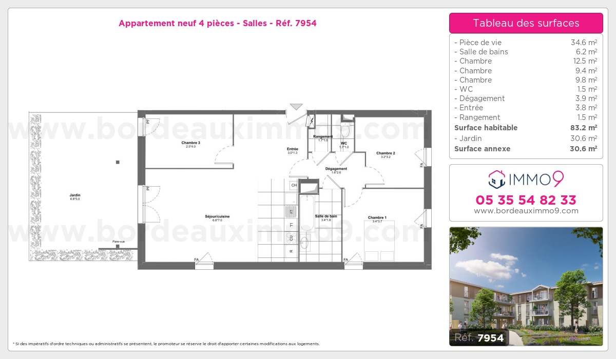 Plan et surfaces, Programme neuf Salles Référence n° 7954