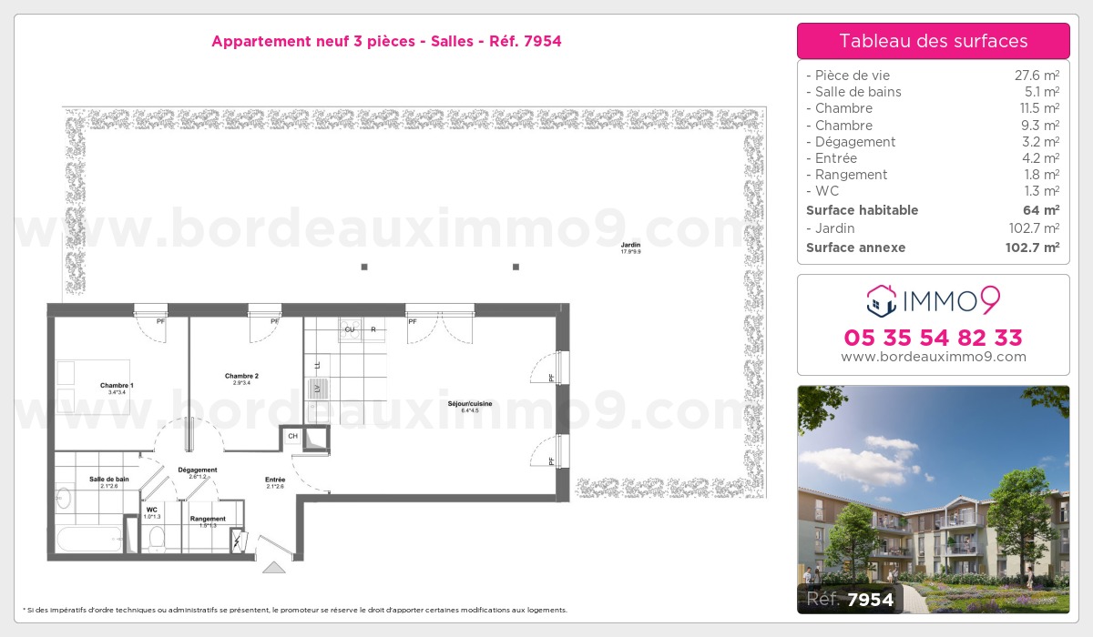Plan et surfaces, Programme neuf Salles Référence n° 7954